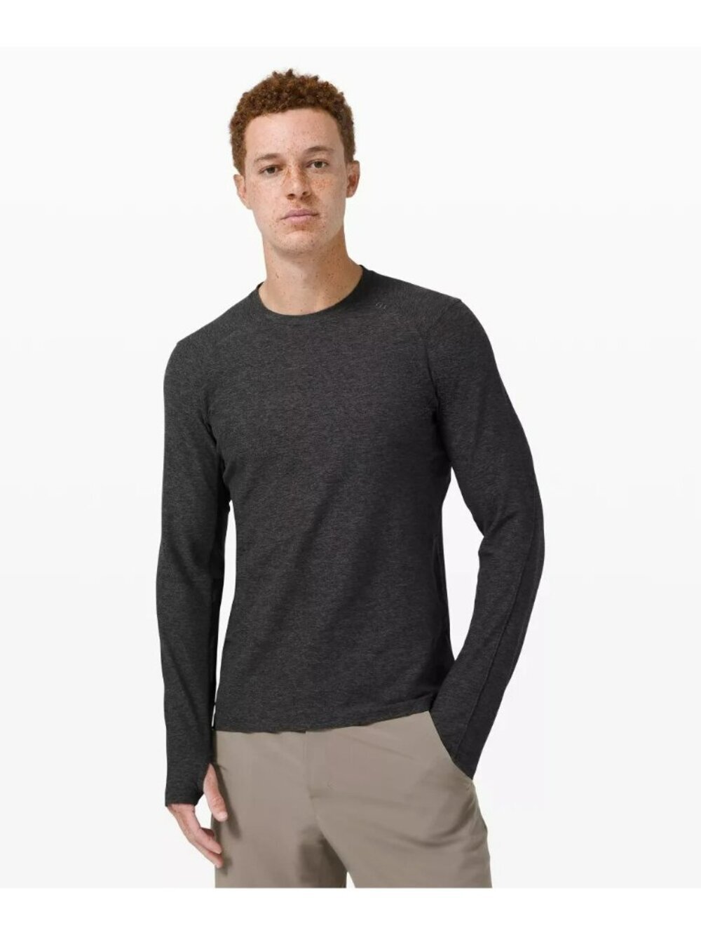 Lululemon Surge Warm Long Sleeve Shirt Dark Gray Running Hiking Thermal Mens L